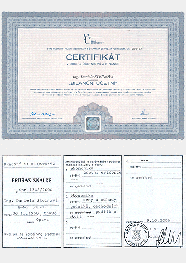Audit - daně Opava - certifikáty